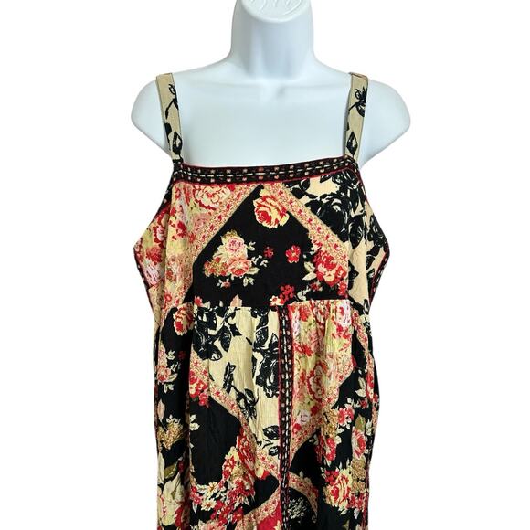 BOG Band of Gypsies Collective Anthem of the Sun Boho Midi Dress Sz Large Floral - Picture 8 of 11